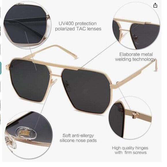 Polarized Sunglasses Vintage Shades UV400 Classic Large Metal Sun Glasses